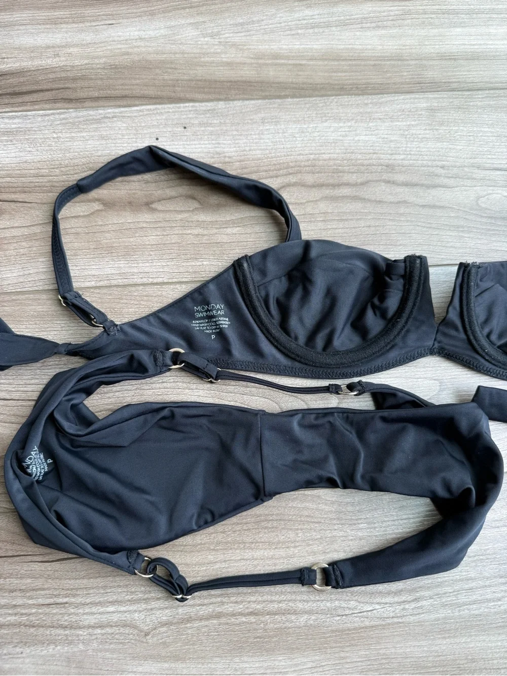 Monday Swimwear Bikini TOP ONLY Black Size P / XS